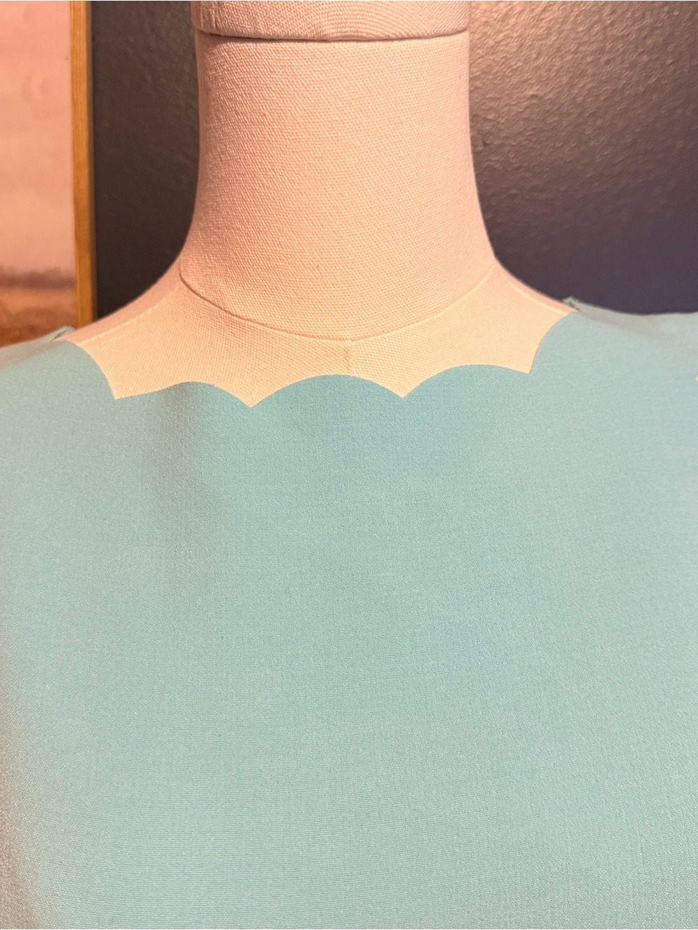 LOFT Scallop Neck A-Line Mini Dress in Light Blue - Picture 3 of 5